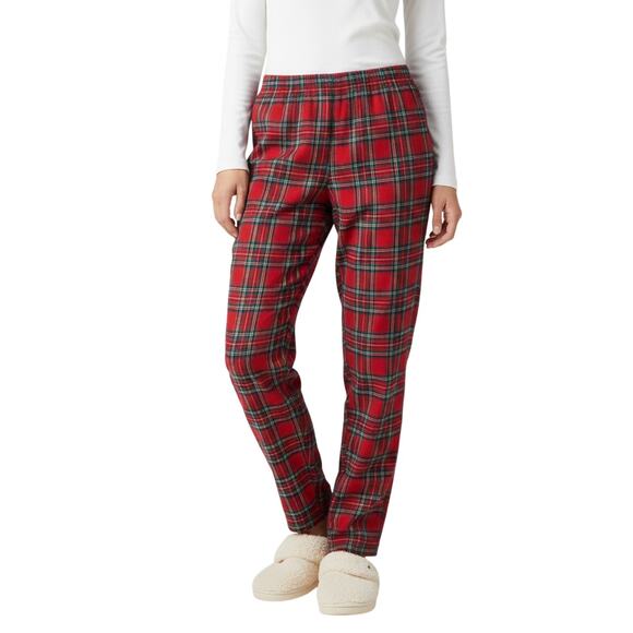 Charter Club Brinkley Plaid Red Cotton Flannel Pajama Pants Women XS NWT - Picture 1 of 7